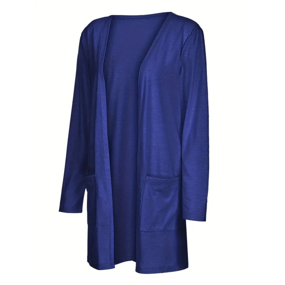 🌸3/$15🌸 Royal Blue Open Front Casual Knitwear Cardigan with Pocket XL